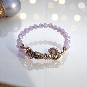 Alex and Ani Seahorse Charm Pink Crystal Bead Bracelet Gold Finish Expandable
